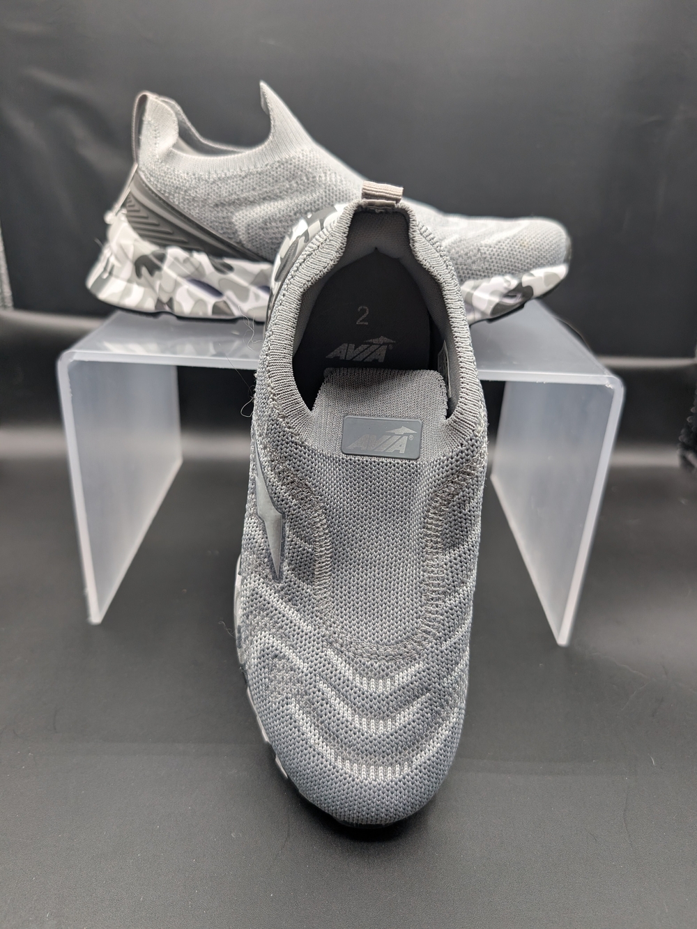 AVIA Boy's Slip-On Knit Trainer in Gray